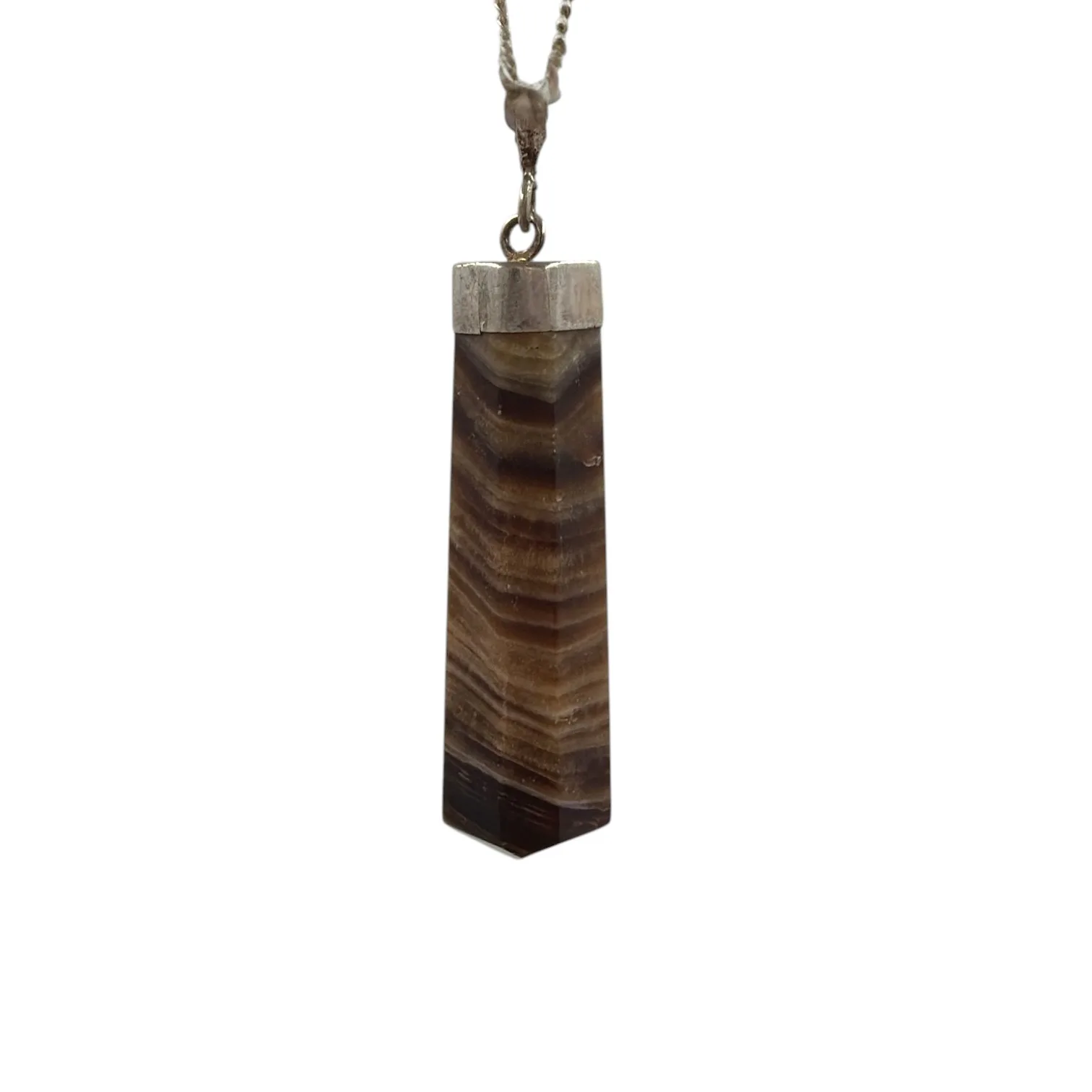 Chocolade bruine Aragoniet hanger zilver - 7.15 gram