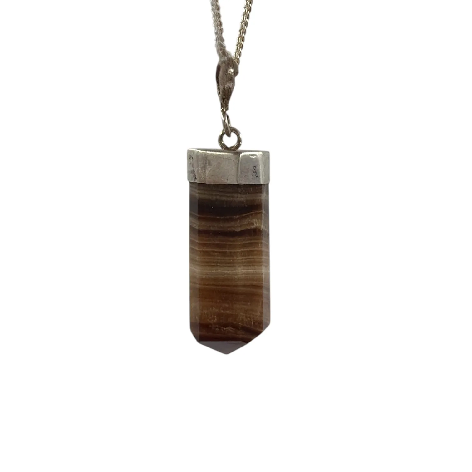 Chocolate-Brown Aragonite Pendant in Silver - 4.12 grams