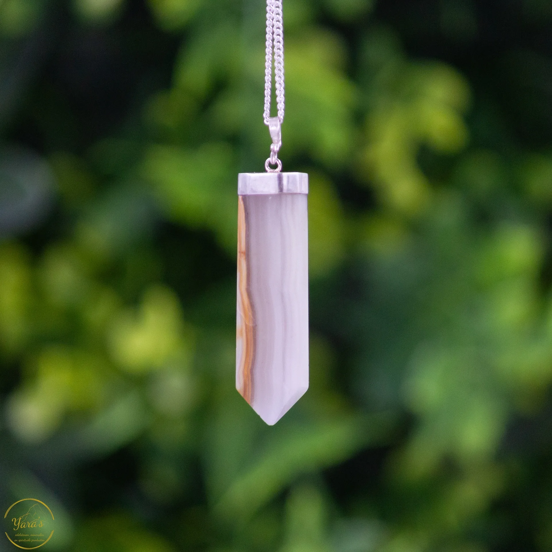 Gestreepte Onyx hanger zilver - 9.34 gram - Image 2