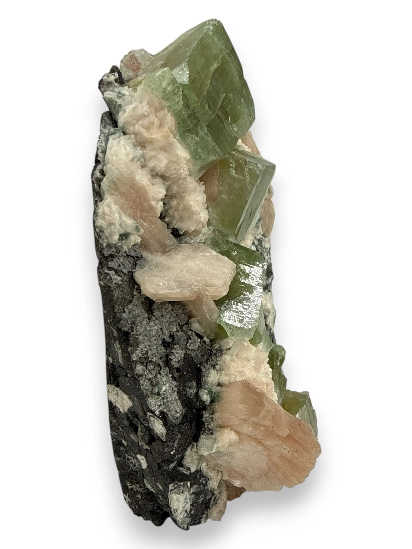 Groene calciet en apofyliet met stilbiet - 1.14kg - Afbeelding 2