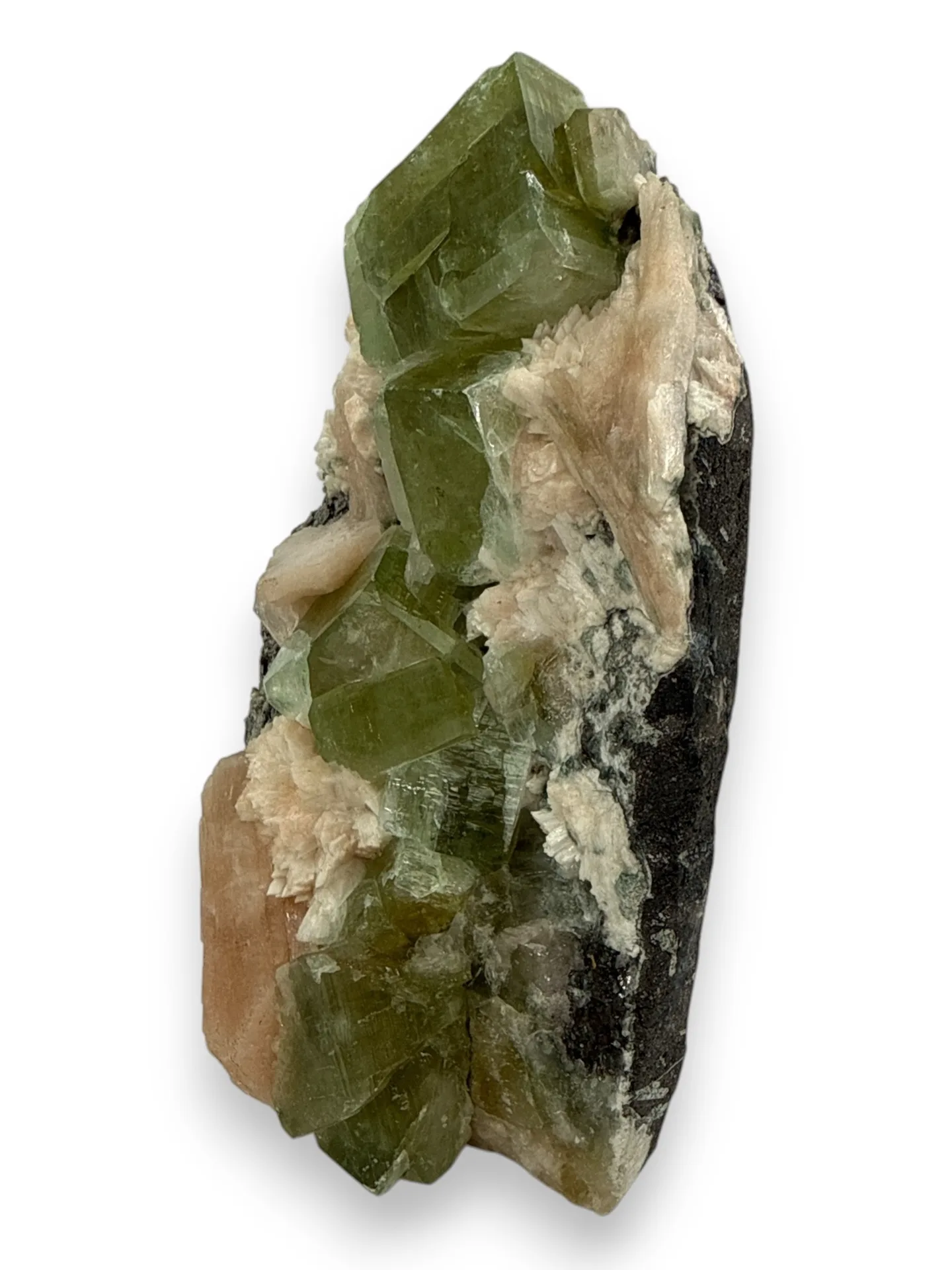 Groene calciet en apofyliet met stilbiet - 1.14kg - Afbeelding 4