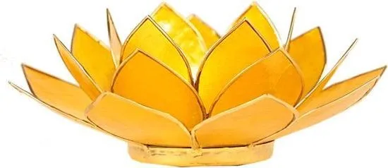 Lotus Sfeerlicht Geel 3e Chakra Goudrand - 13,5cm