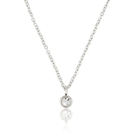 Zilveren ketting met kristal Zirkonia steentje - My Bendel