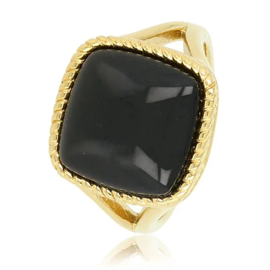 Gold Ring with Black Onyx Gemstone - My Bendel