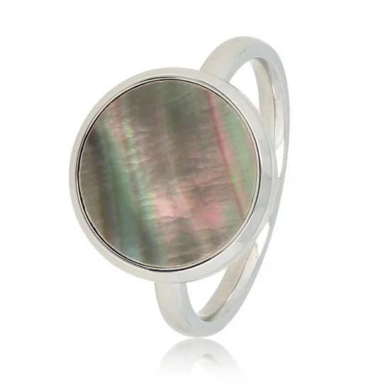 Zilveren ring met zwarte parel edelsteen - My Bendel