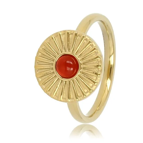Ring goud met zonnetje en carneool edelsteen - My Bendel