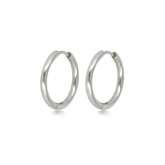 Edelstalen oorring 16mm x 2 mm zilverkleurig - My Bendel
