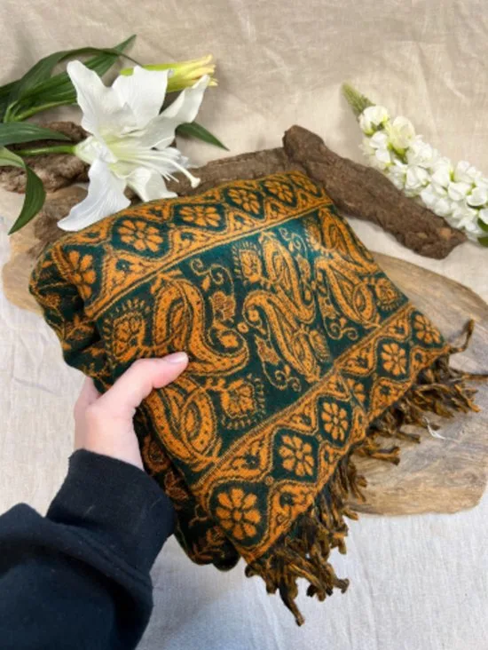 YogaStyles meditatiedeken - oranje & groen - Afbeelding 4