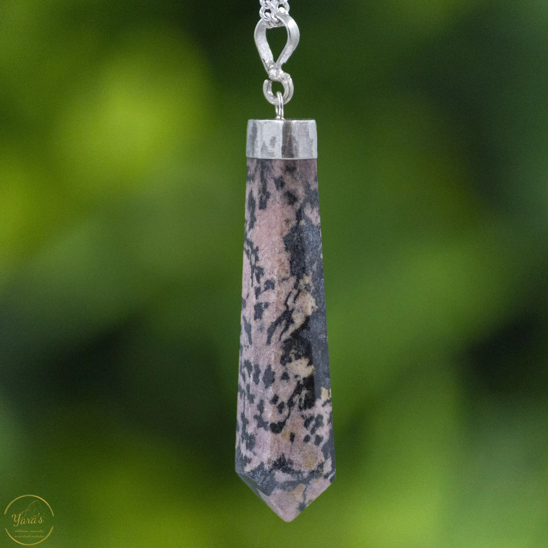 Rhodonite Pendant, Silver - 5.66 grams