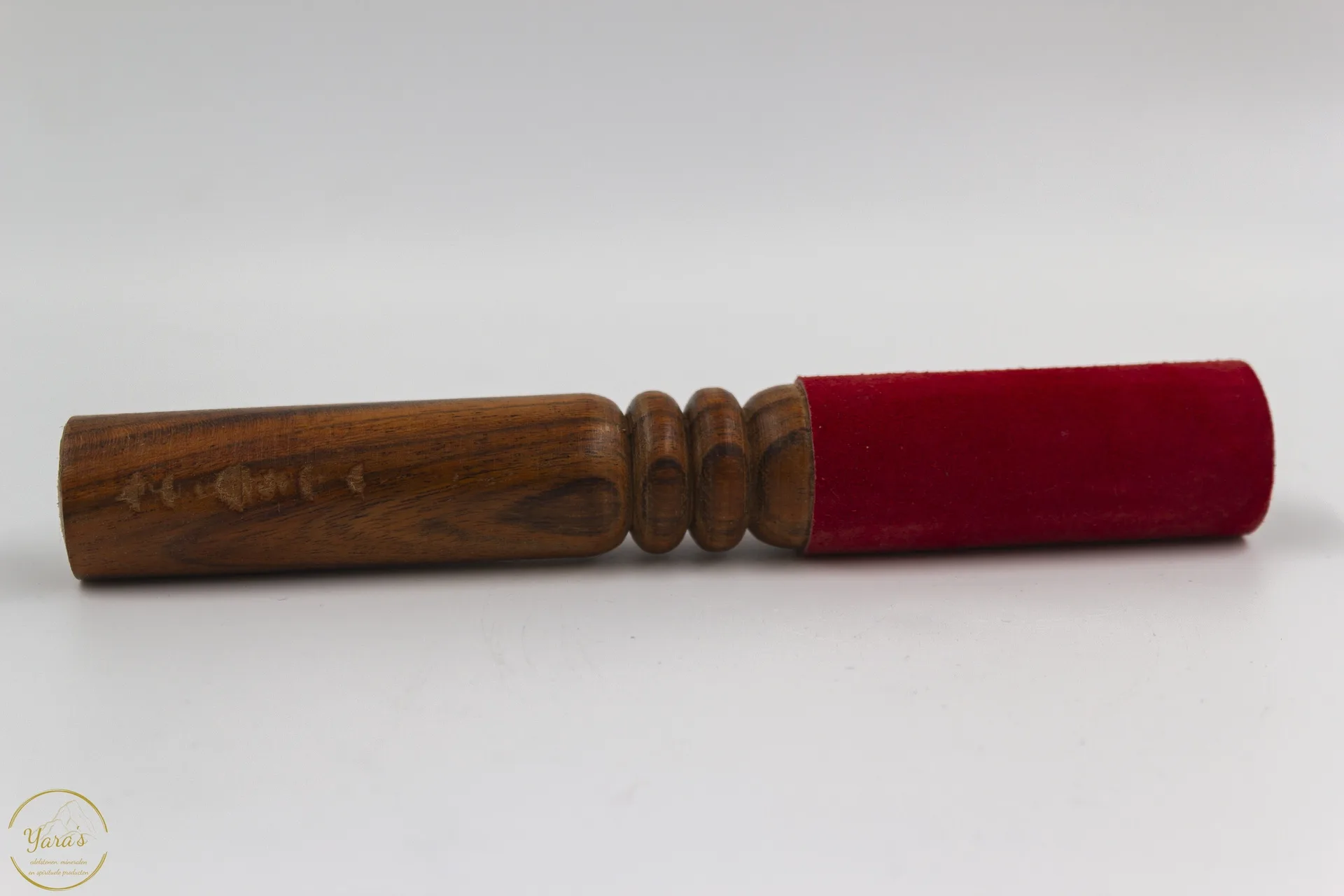 Klankschaal klopper hout/leer rood middel