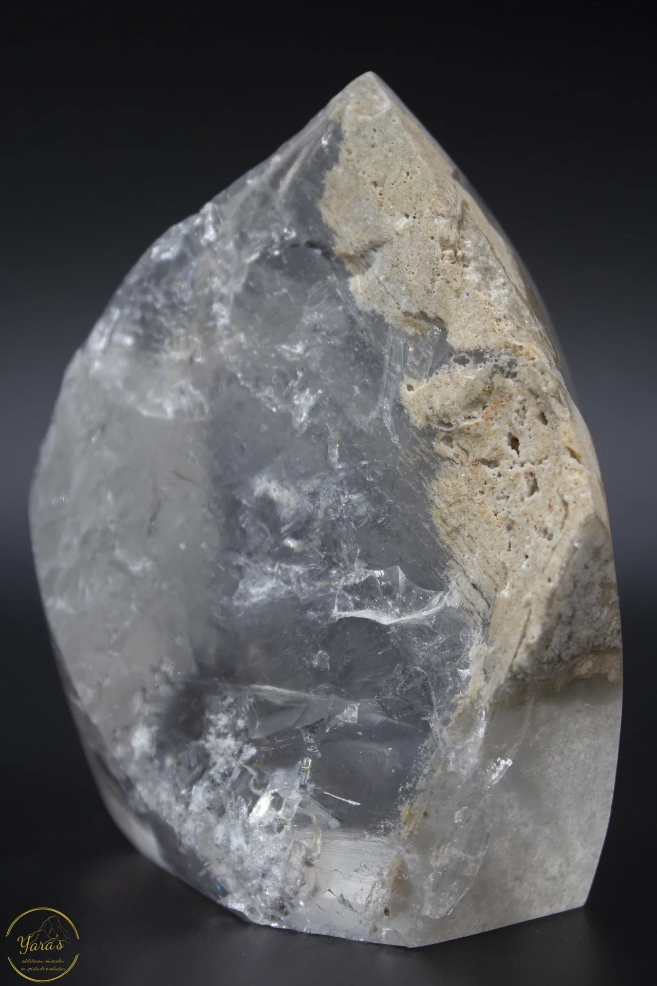 Bergkristal met Lodoliet punt - 336 gram - Afbeelding 4