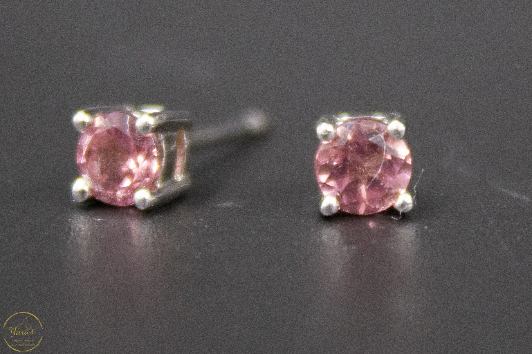 Roze Toermalijn Studs Zilver/Rhodium 4mm - Afbeelding 3