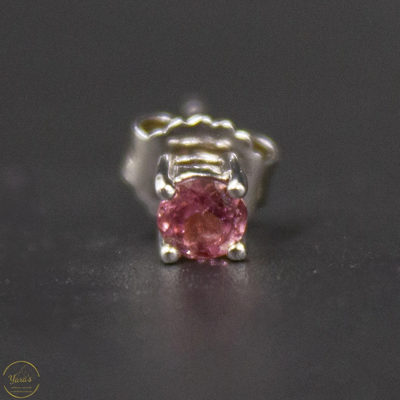 Roze Toermalijn Studs Zilver/Rhodium 4mm - Afbeelding 4