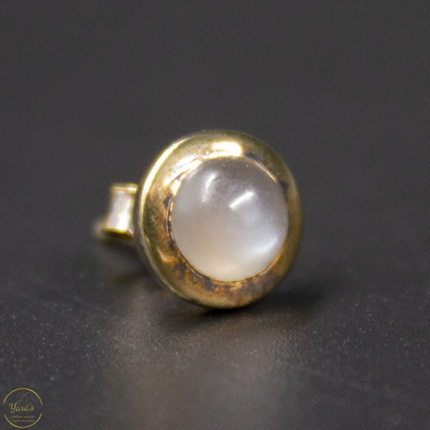 Grijze maansteen Studs Verguld 7mm - Image 3
