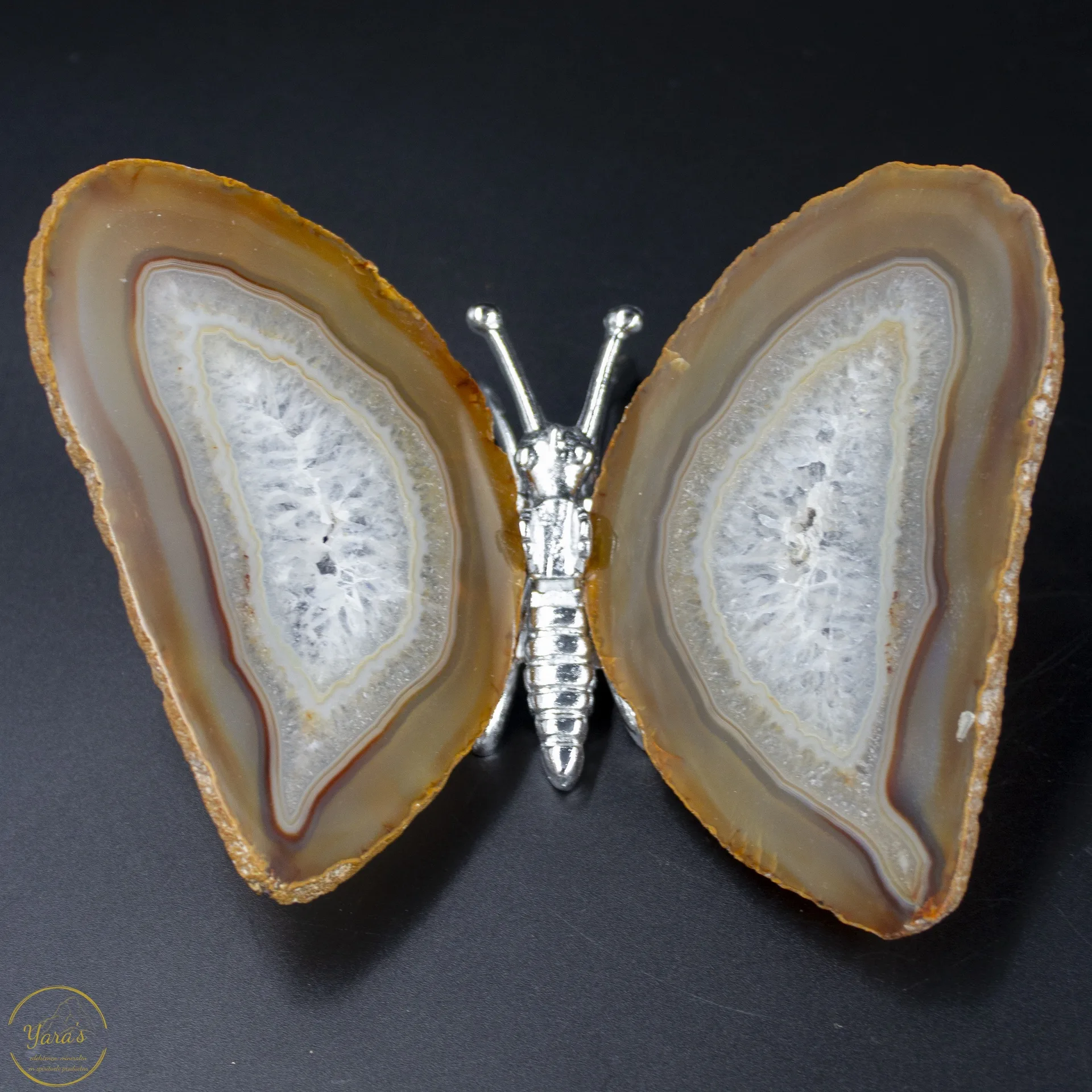 Agaat vlinder zilver - 187 gram
