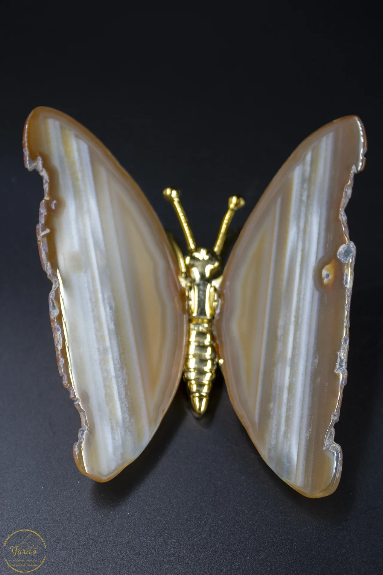 Agaat vlinder goud - 126 gram