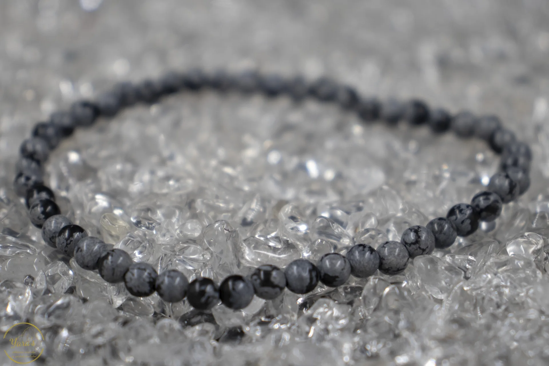 Sneeuwvlok Obsidiaan Armband 4mm. - Image 2