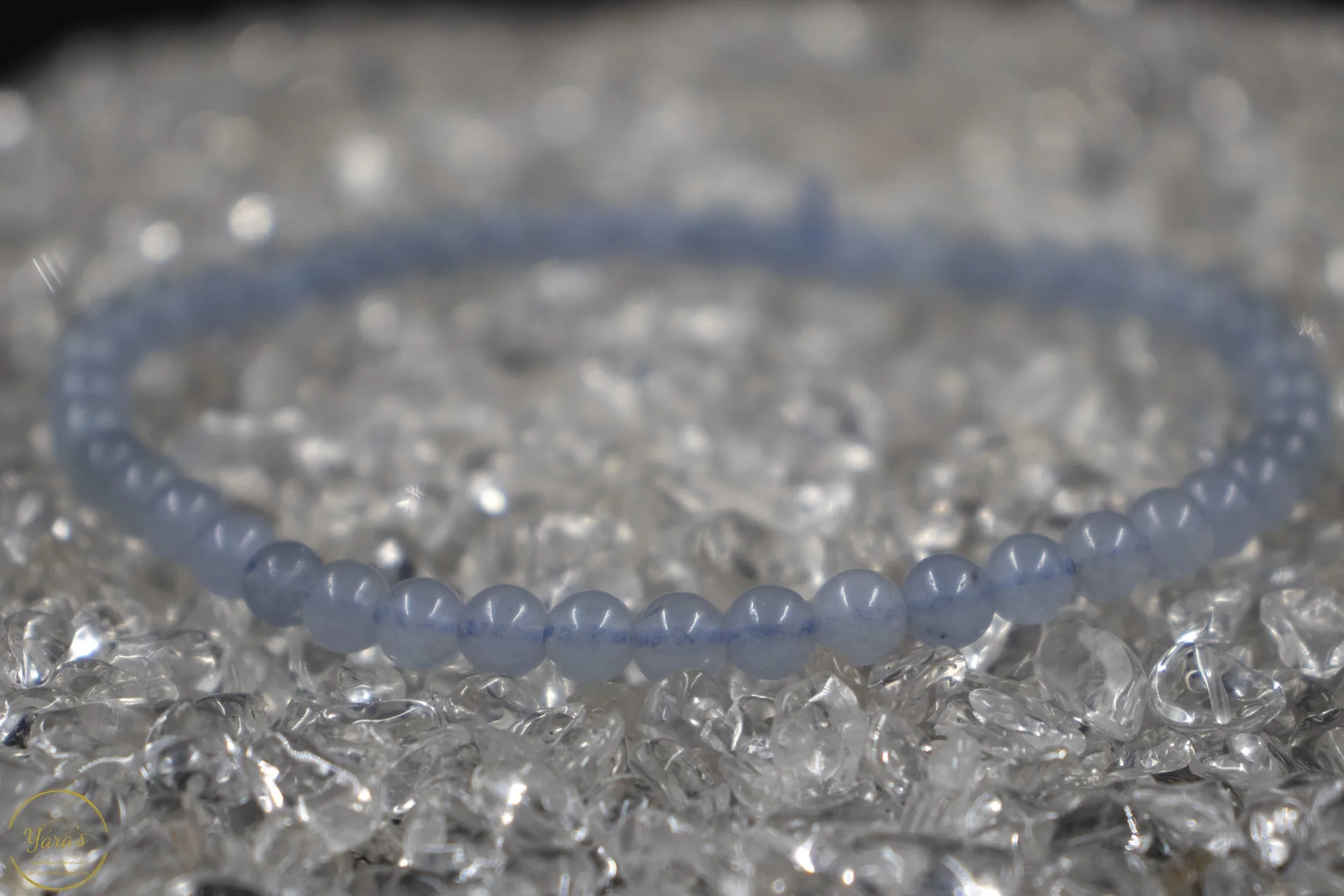 Blauwe Chalcedoon armband 4mm - Image 2