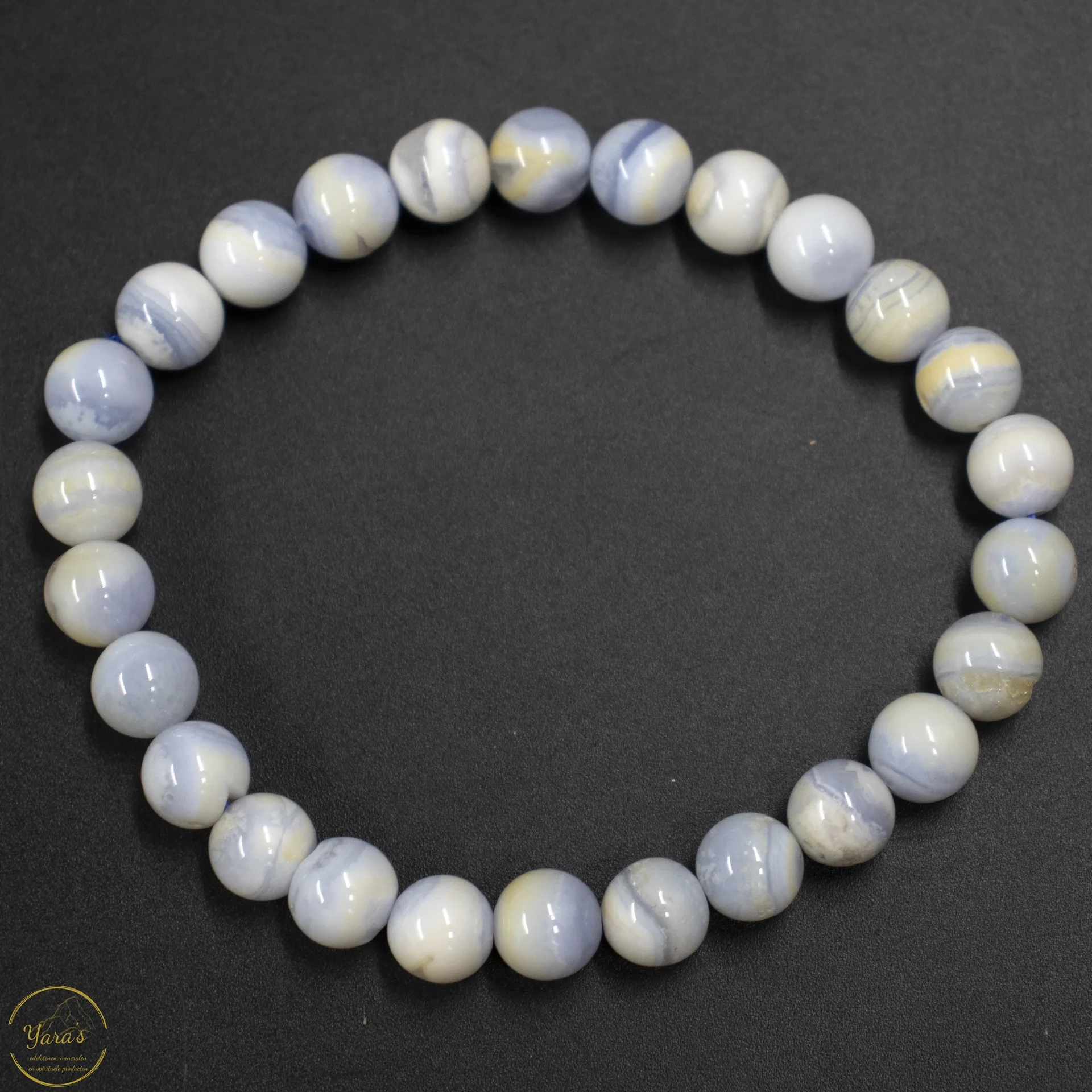 Blue lace agaat armband 8mm. - Image 2