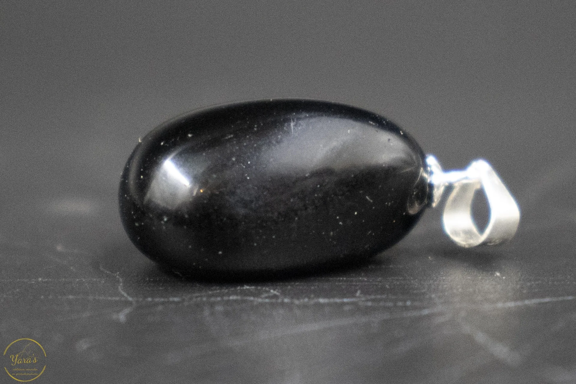 Zwarte Obsidiaan hanger zilver (925) - Afbeelding 2