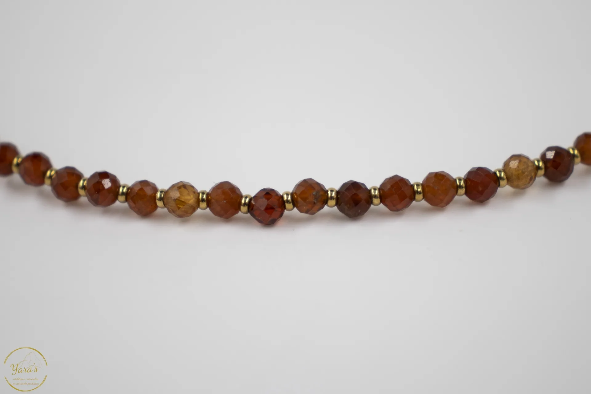 Ketting Solid Gold Solana short (4mm facet) Oranje granaat - Afbeelding 2