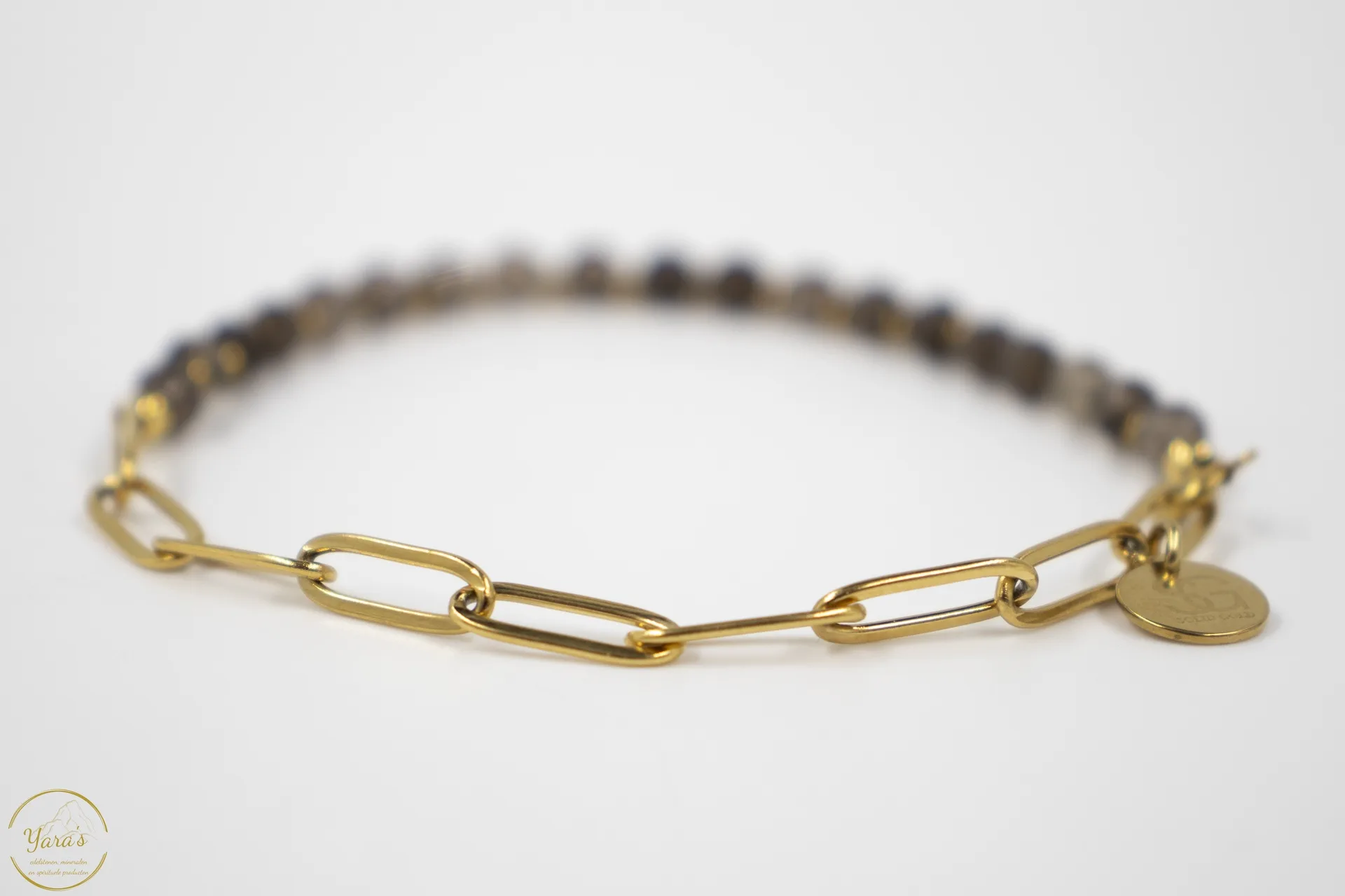 Armband Solid Gold Solana (4mm facet) Rookkwarts - Afbeelding 4