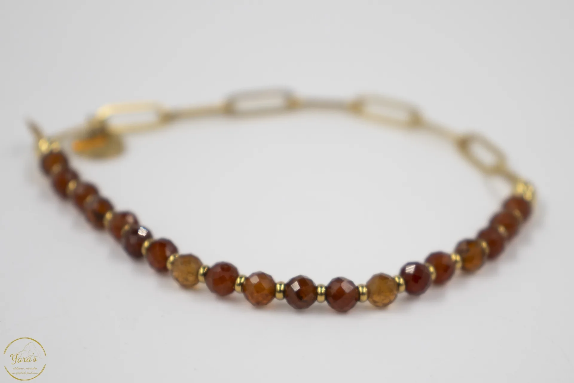 Armband Solid Gold Solana (4mm facet) Oranje granaat - Image 3