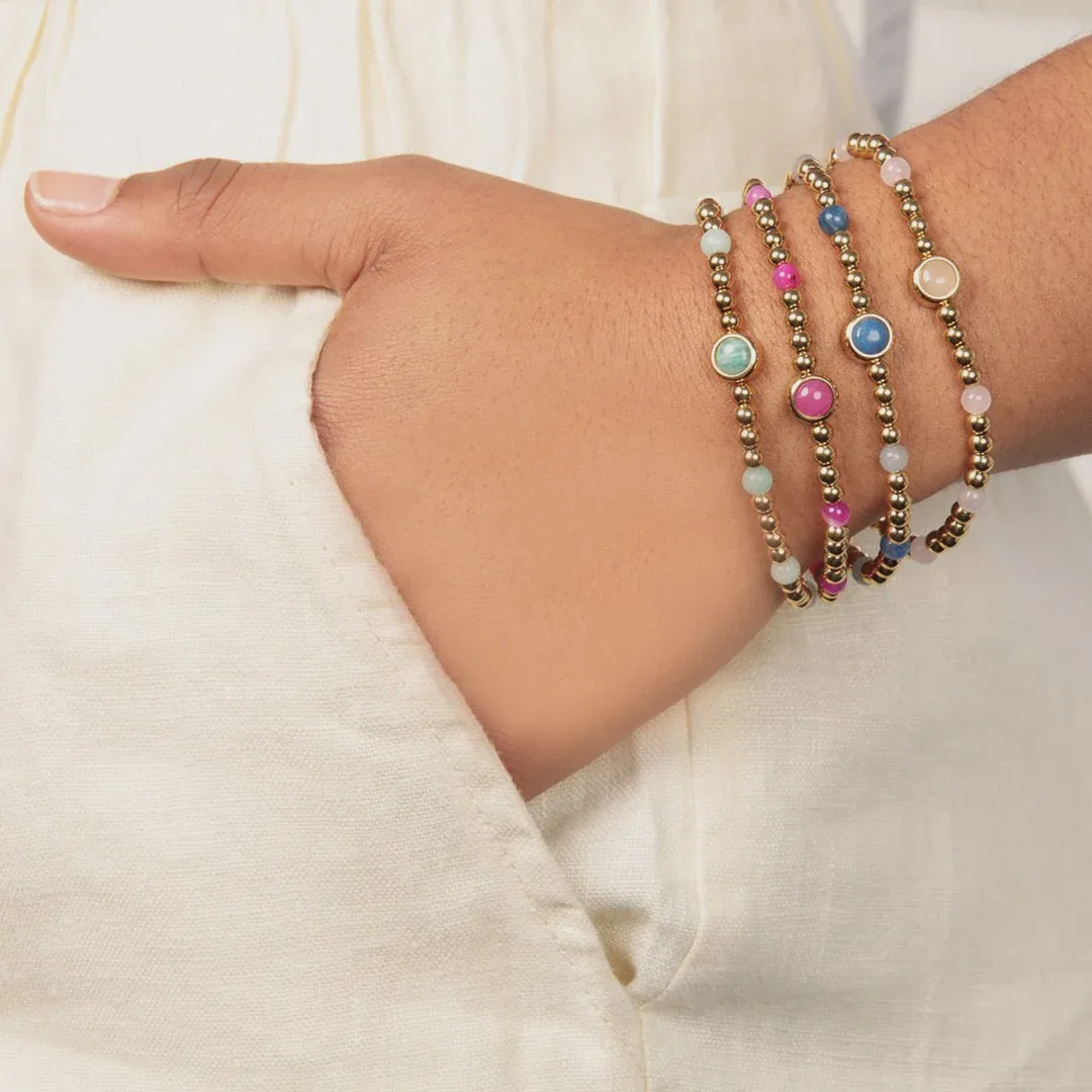 Damesarmband elastisch met edelstenen en ronde blauwe aventurijn - Afbeelding 3