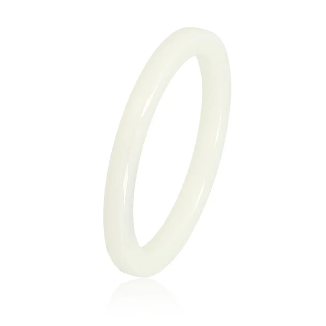 Unbreakable narrow white ceramic ring - 2 mm