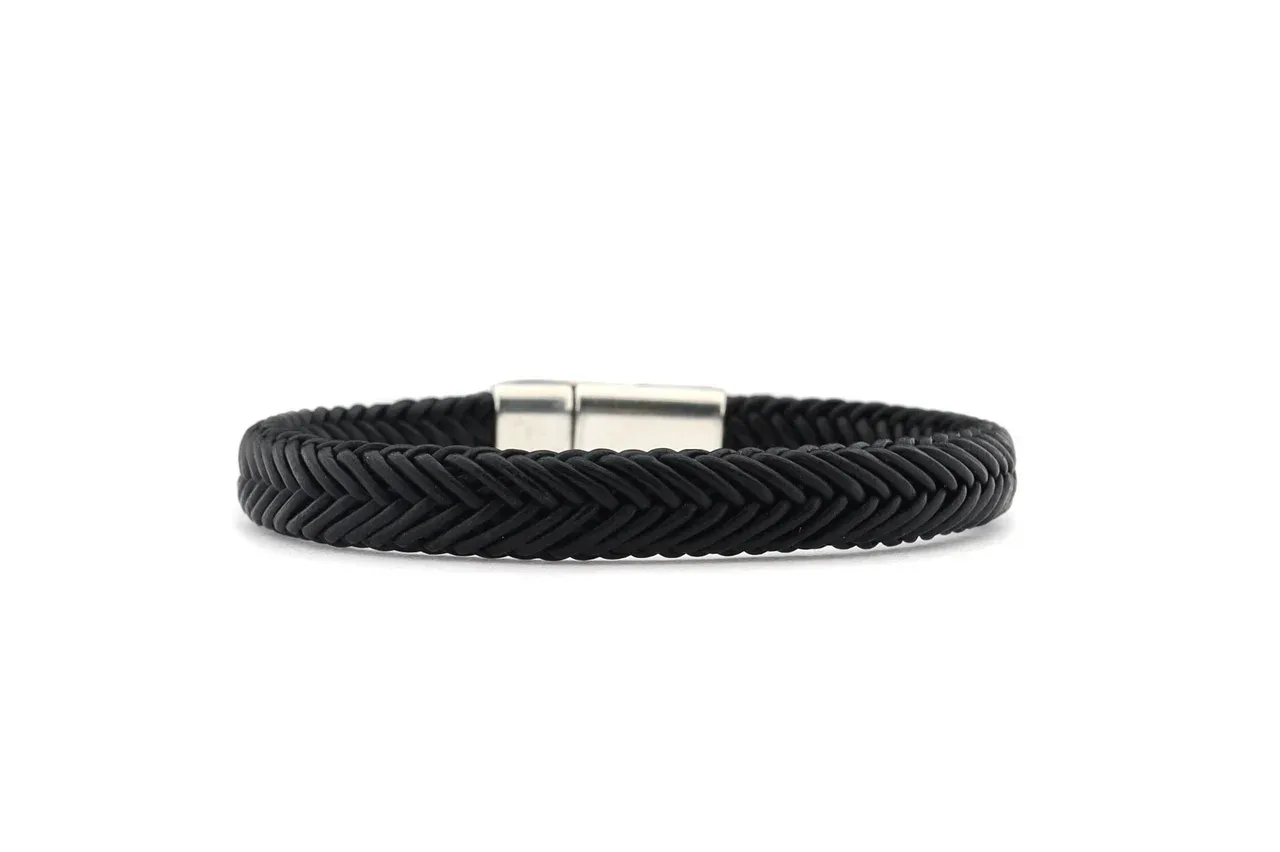 Qoss - SIEM-vlecht 1,5 mm zwart leer-L
