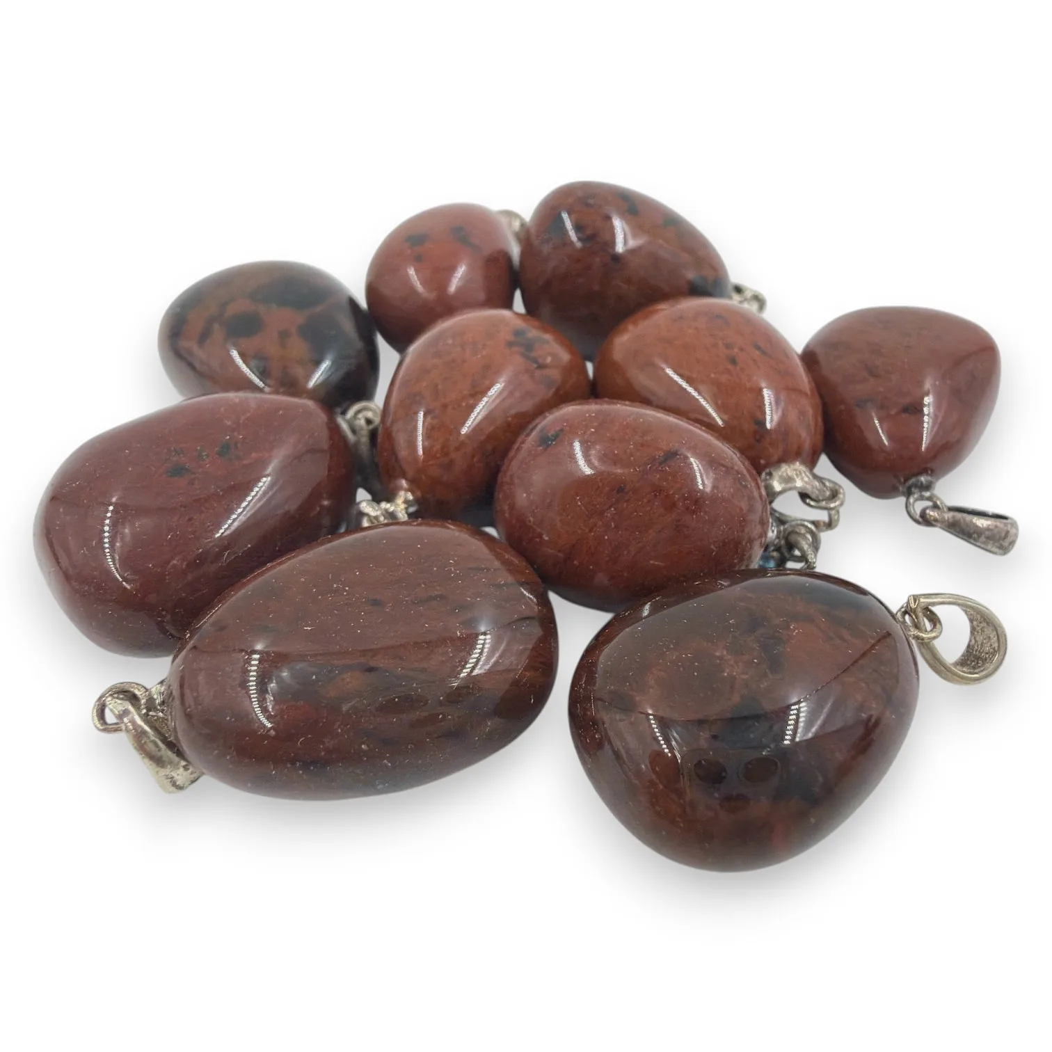 Mahonie obsidiaan hanger zilver - Afbeelding 2