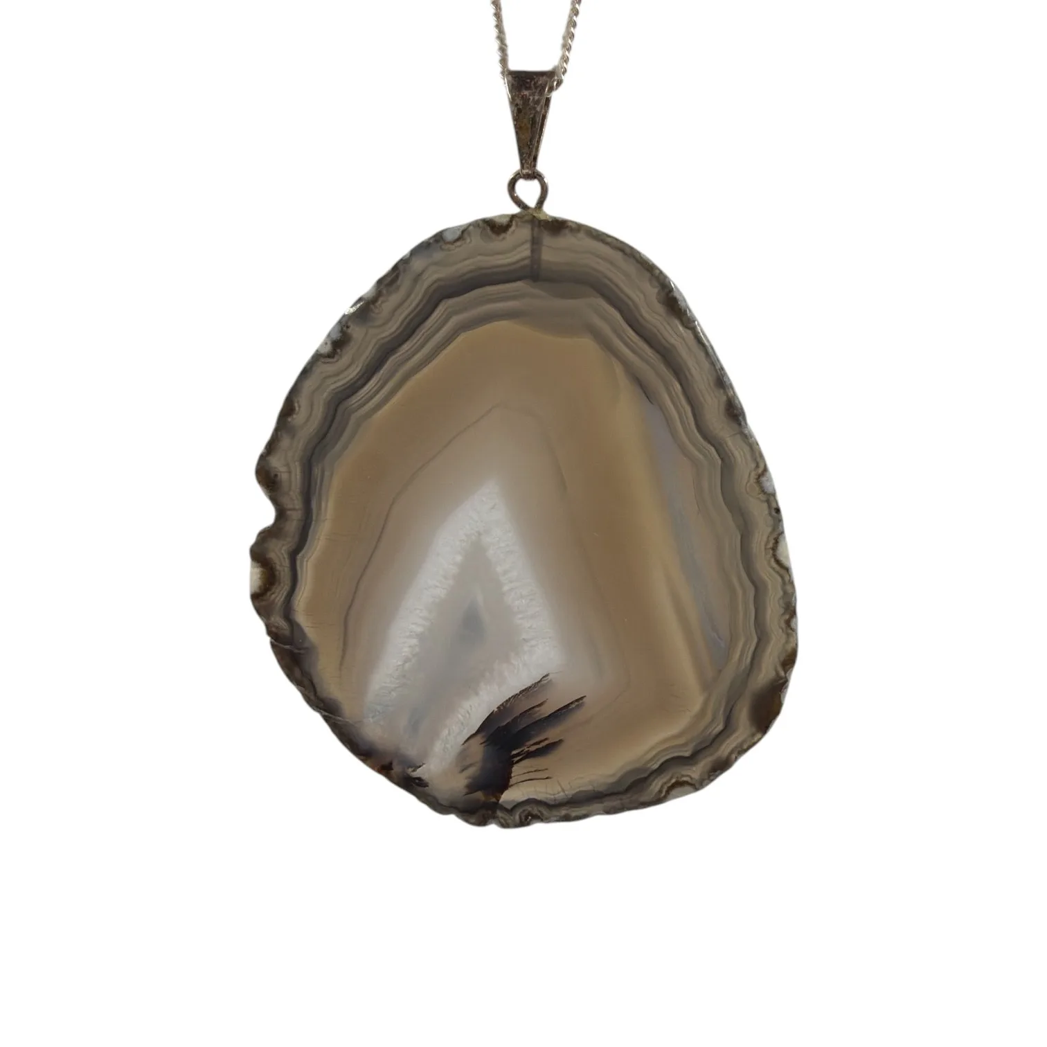 Agaat schijf hanger verzilverd - 17.51 gram