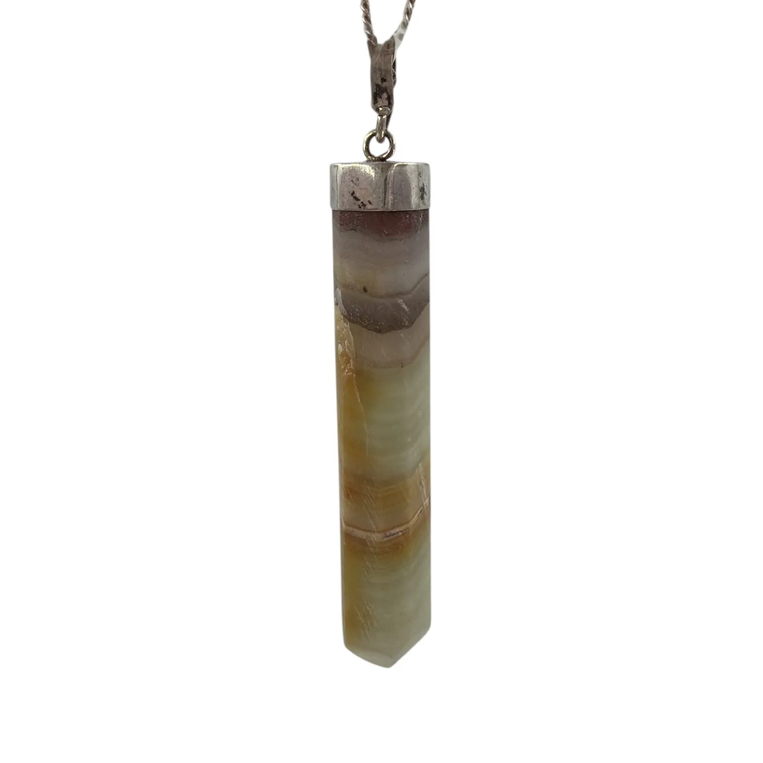 Gestreepte Onyx hanger zilver - 5.08 gram