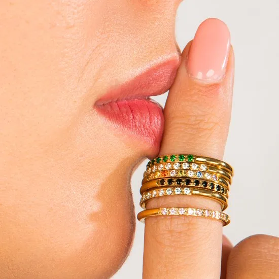 Ring goud met mooie groen zirkonia steen - My Bendel - Afbeelding 2