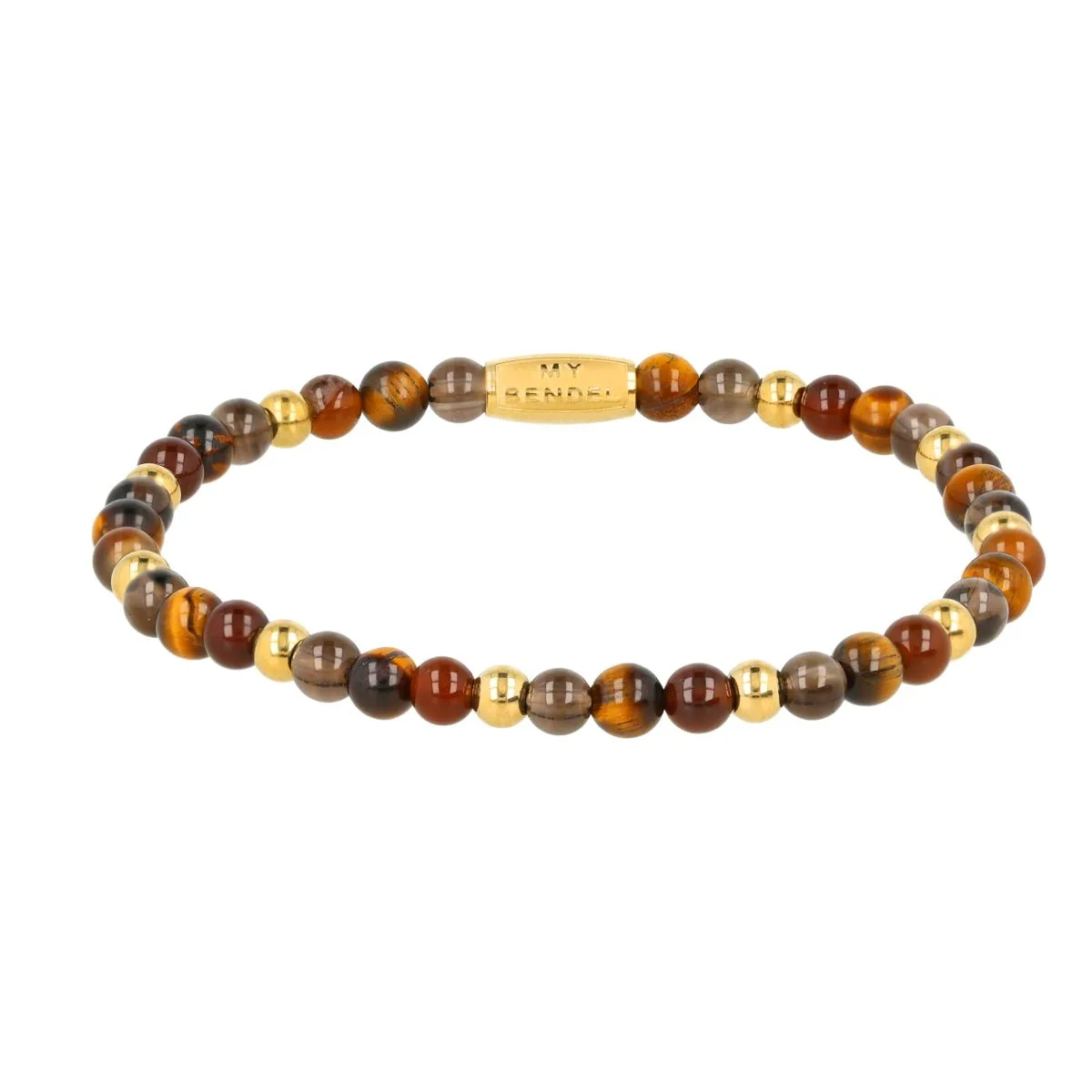 Edelstenen Kralenarmband - Tijgeroog, Bruine kwarts & Agaat
