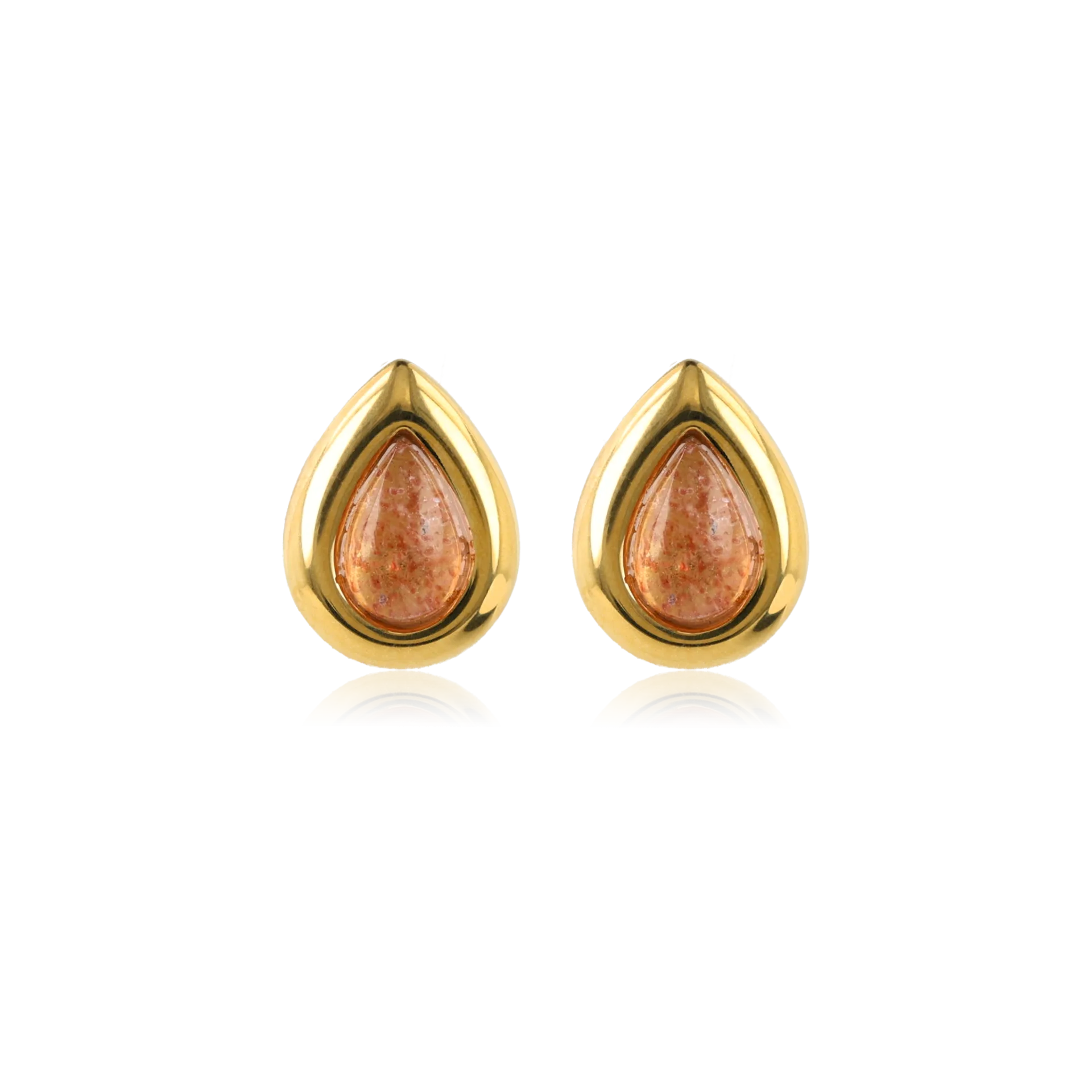 Druppel Studs met Edelsteen - Aardbeienkwarts