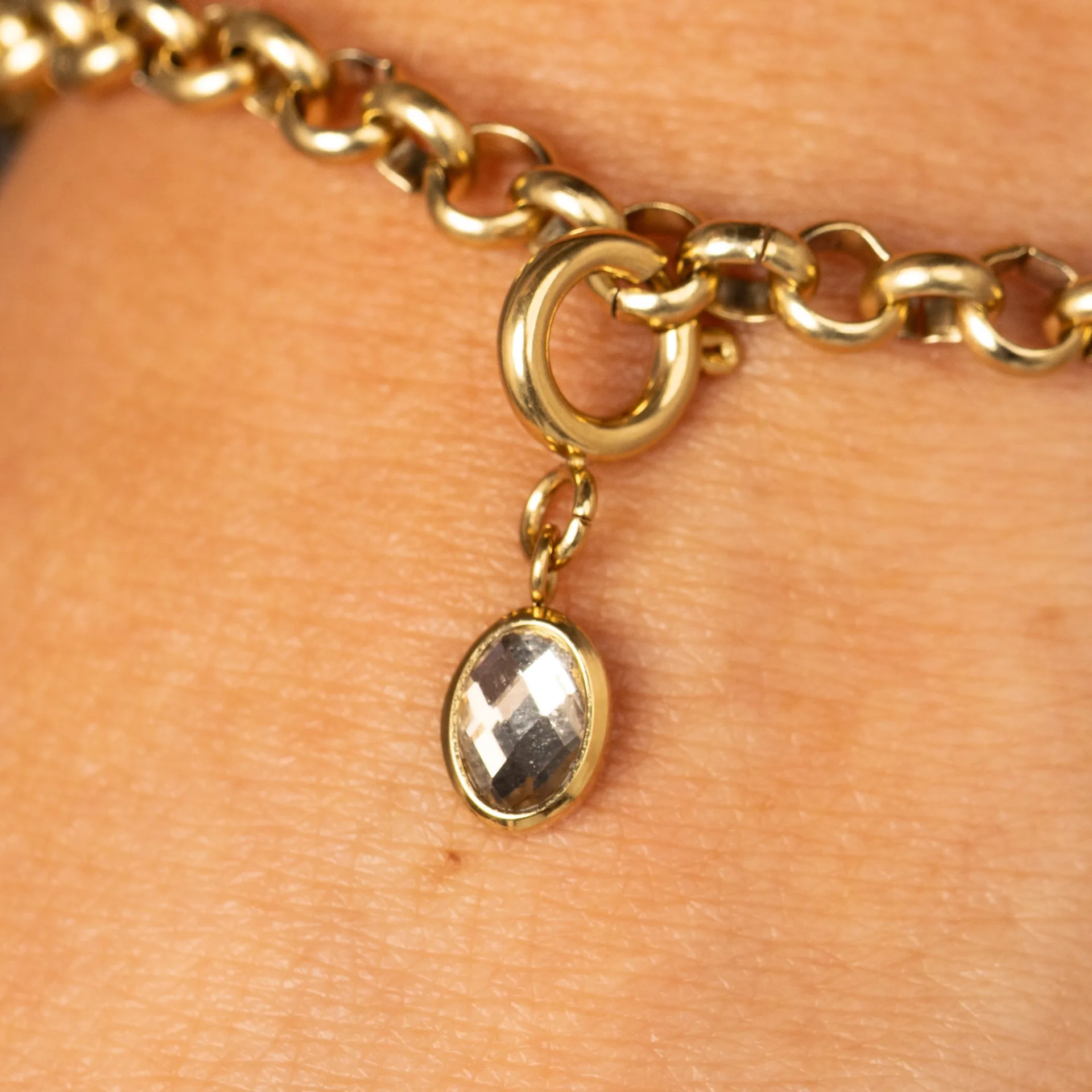 Bedeltje met Glassteen - 7 mm - Champagne - Afbeelding 3