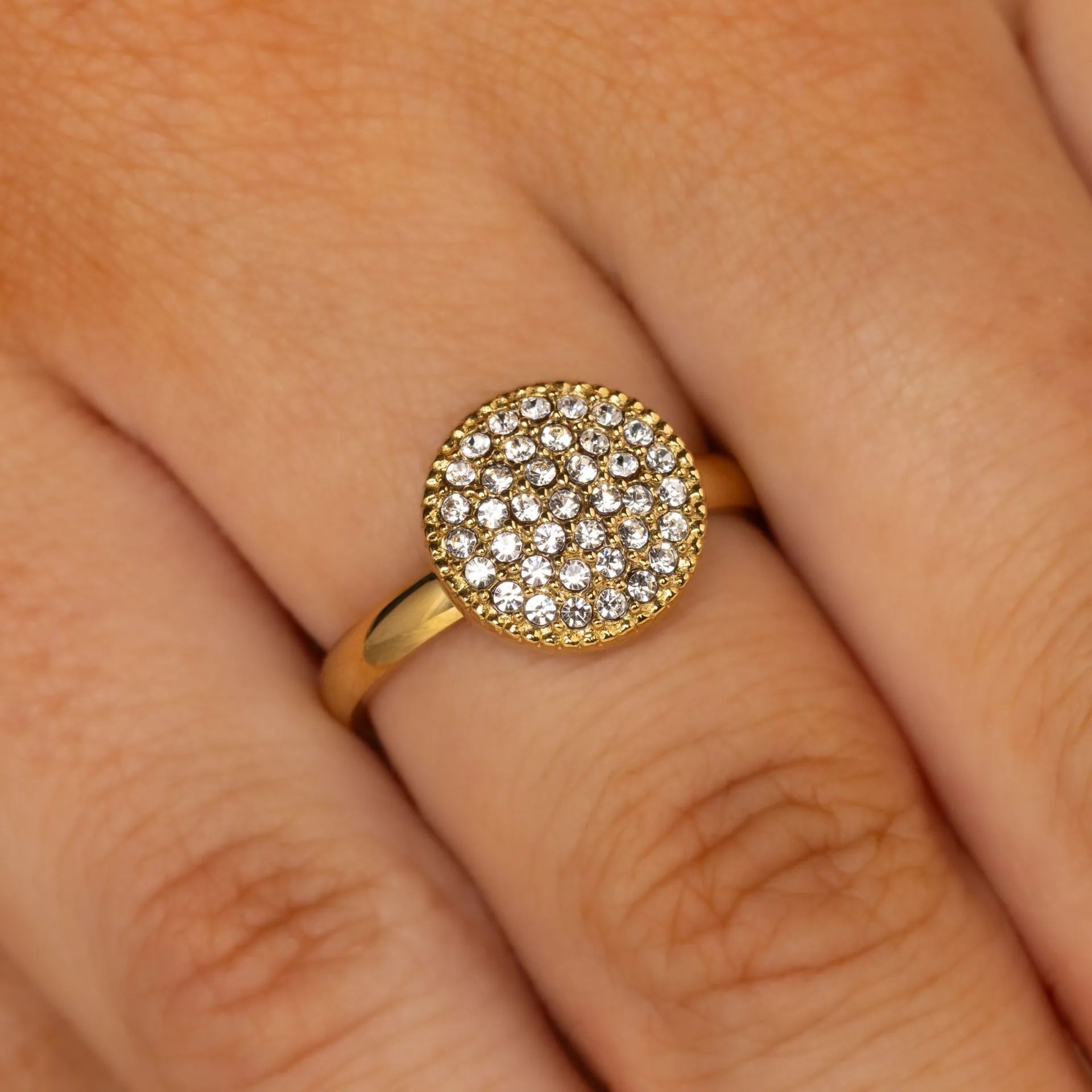 Ronde Ring met Zirkonia Steentjes - Goud - Afbeelding 2