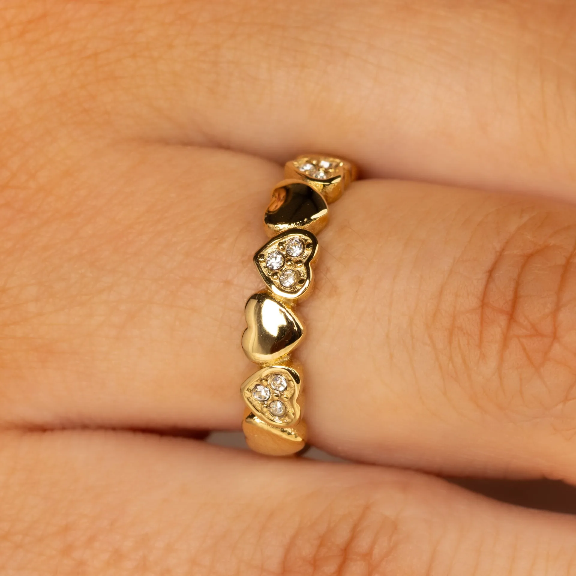 Hartjesring met Zirkonia Steentjes - Goud - Image 2