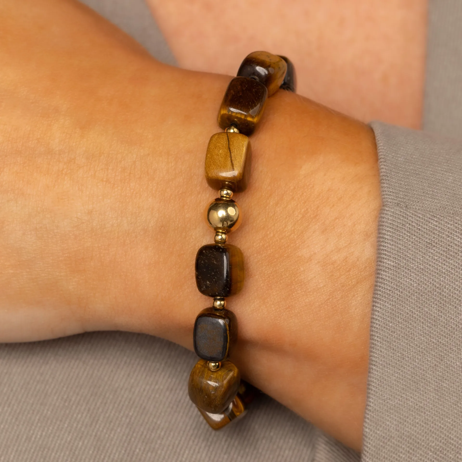 Bold Armband met Edelstenen - Tijgeroog - Image 2