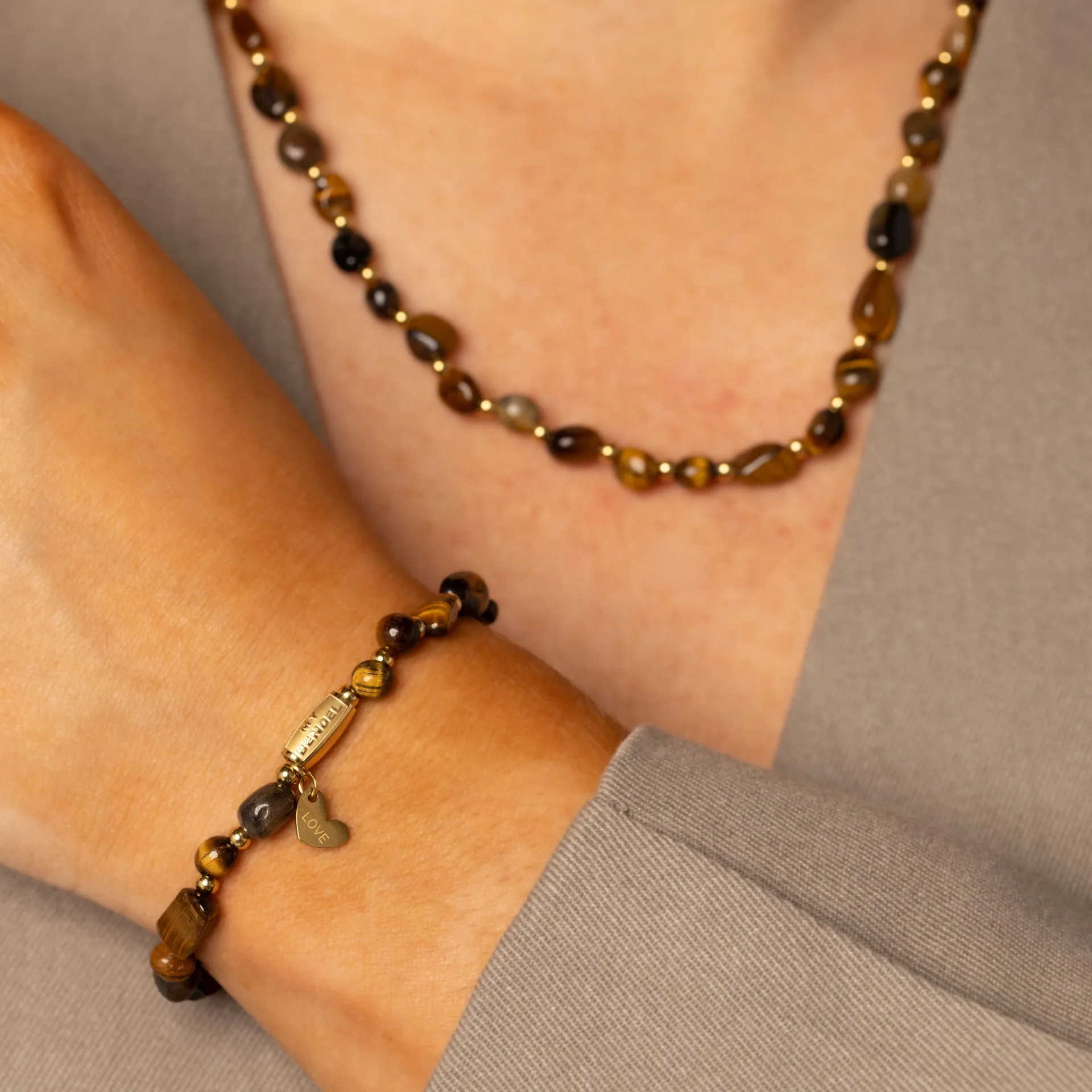 Edelstenen Armband met Organische Vormen - Tijgeroog - Image 3