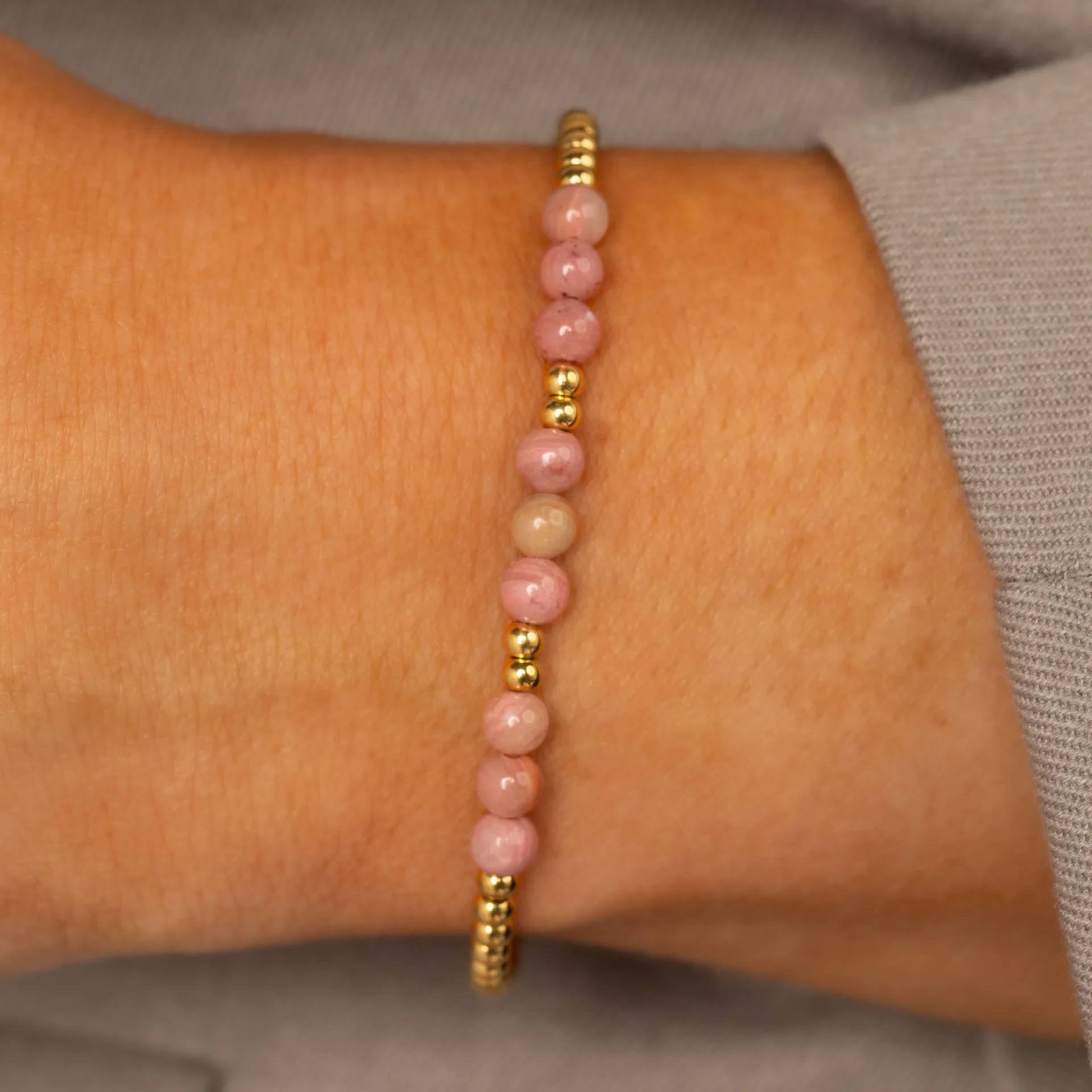 Armband met Facetgeslepen Edelstenen Kralen - Rhodoniet - Afbeelding 2