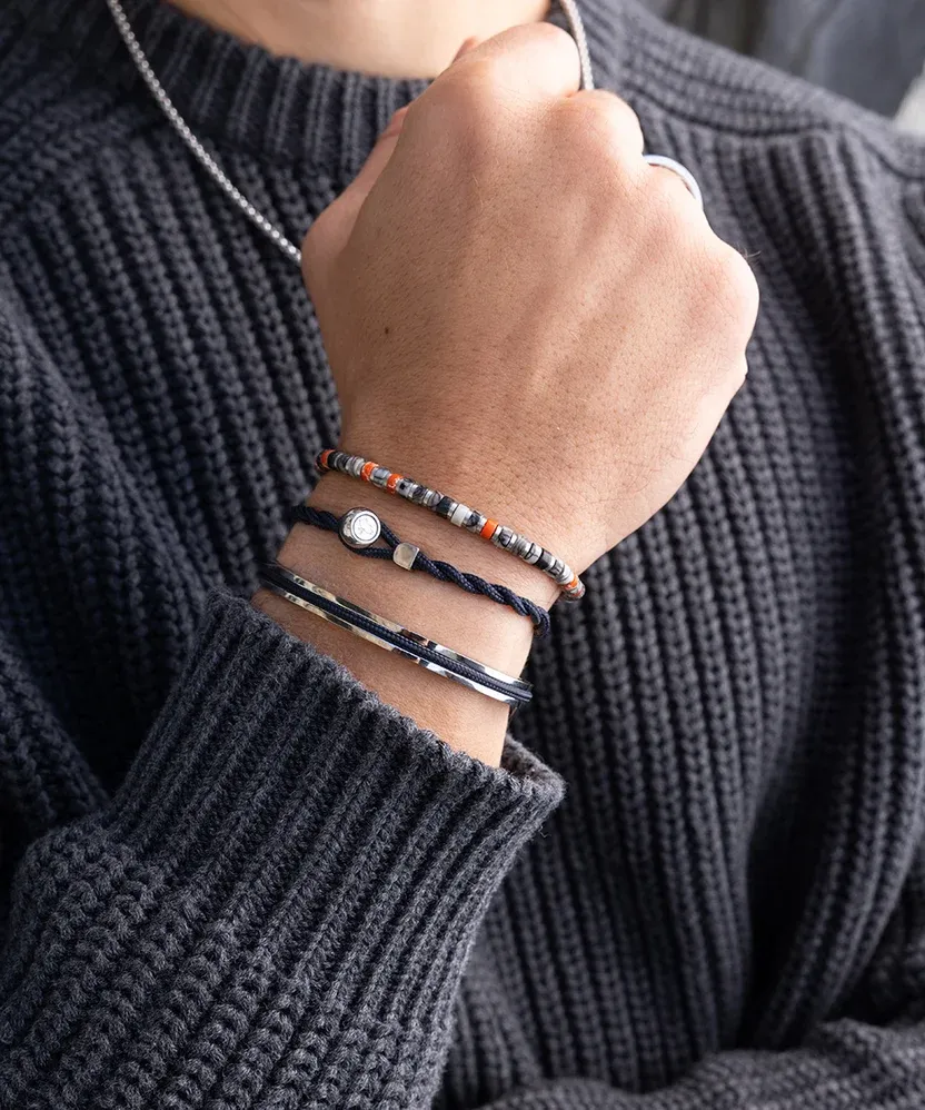 Pig & Hen - Armband - Navarch 6mm Navy | Silver - Afbeelding 4