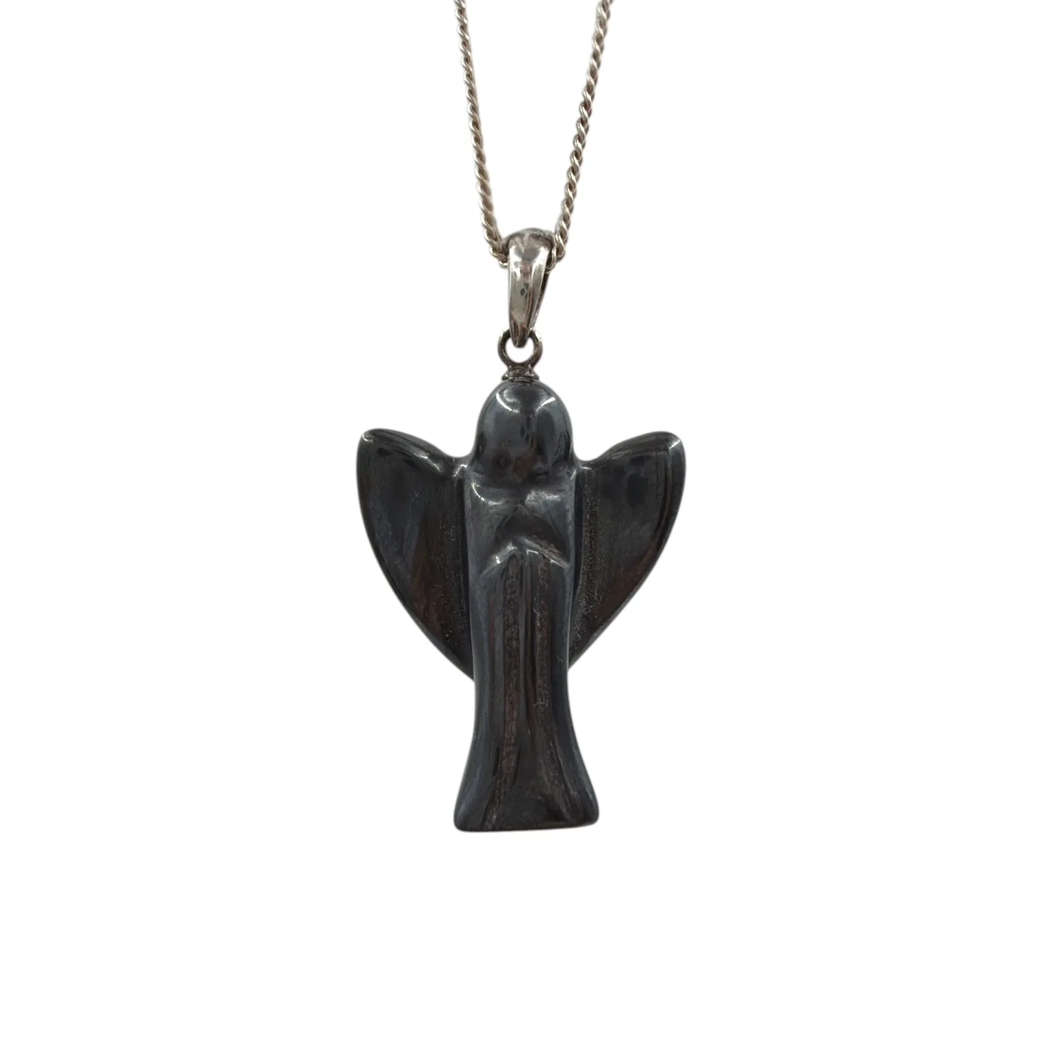 Hematite Angel Pendant, Silver