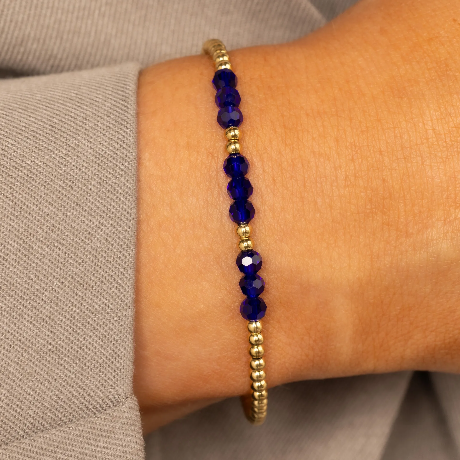 Armband met Facetgeslepen Kralen - Kobalt Blauw - Afbeelding 2